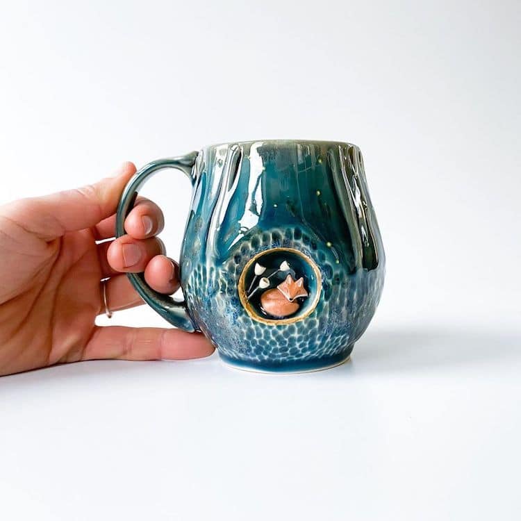 Brown Cappuccino Mug 200ml Cute Animal Mug Handmade Stoneware Mug