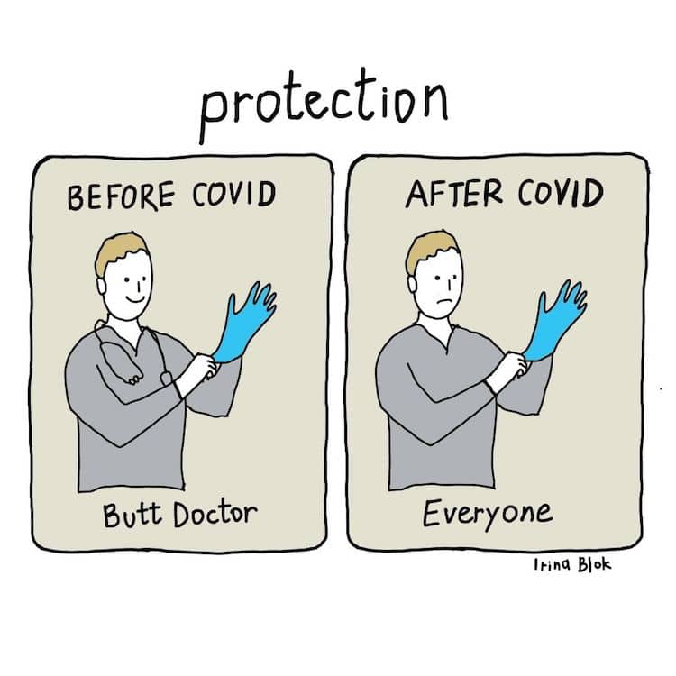 Before and After COVID Illustrations by Irina Blok