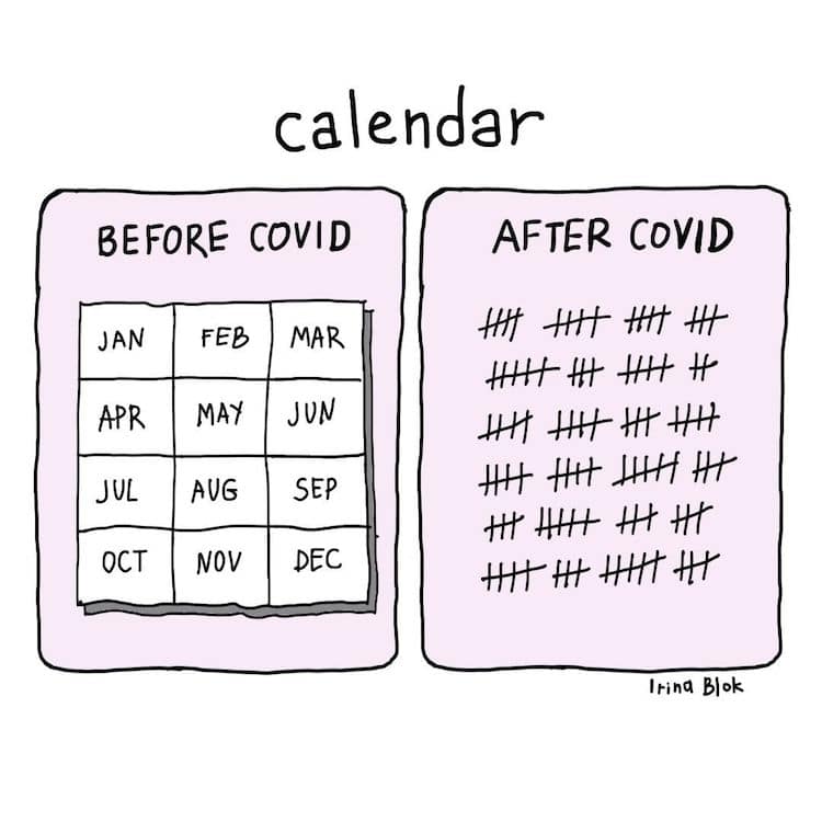Before and After COVID Illustrations by Irina Blok