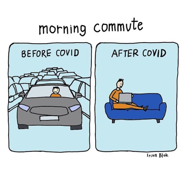 Before and After COVID Illustrations by Irina Blok