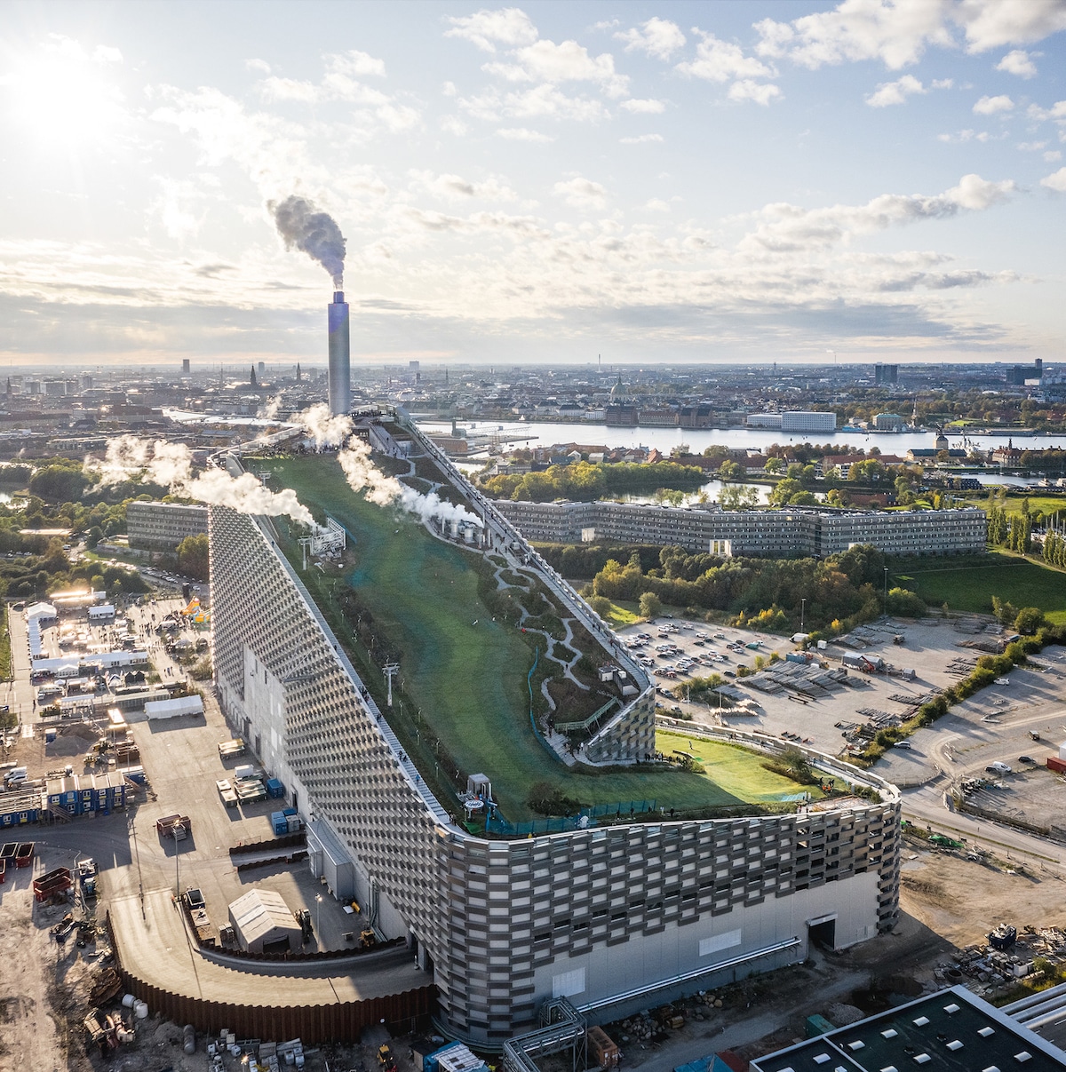 Aerial of Copenhill - Bjarke Ingel Group’s Copenhill Is a Power Plant With a Ski Slope on Top