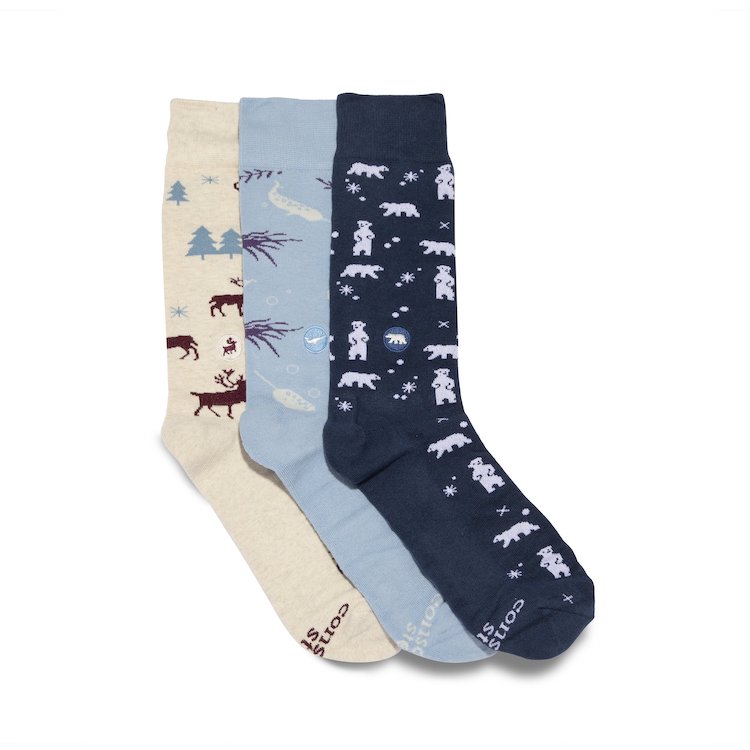 Socks with Arctic Animal Motifs