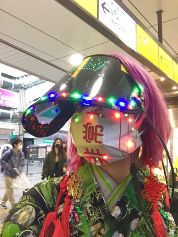 Mochila Cyberpunk con luces de neón