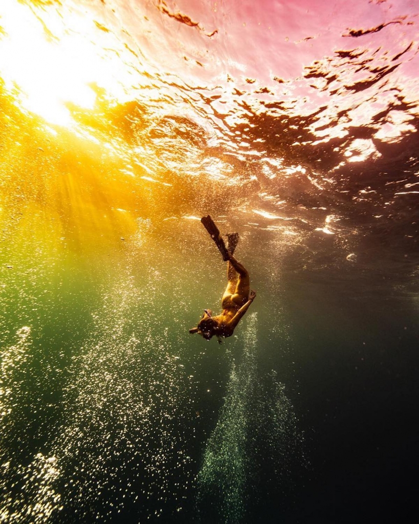 Diver Turns the World On Its Side in Underwater Ocean Photography