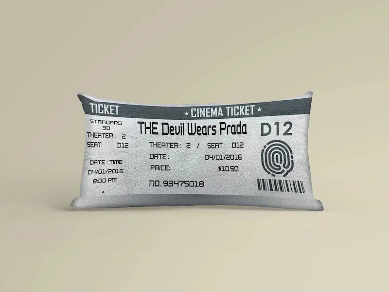 Custom Movie Ticket Stub Pillow