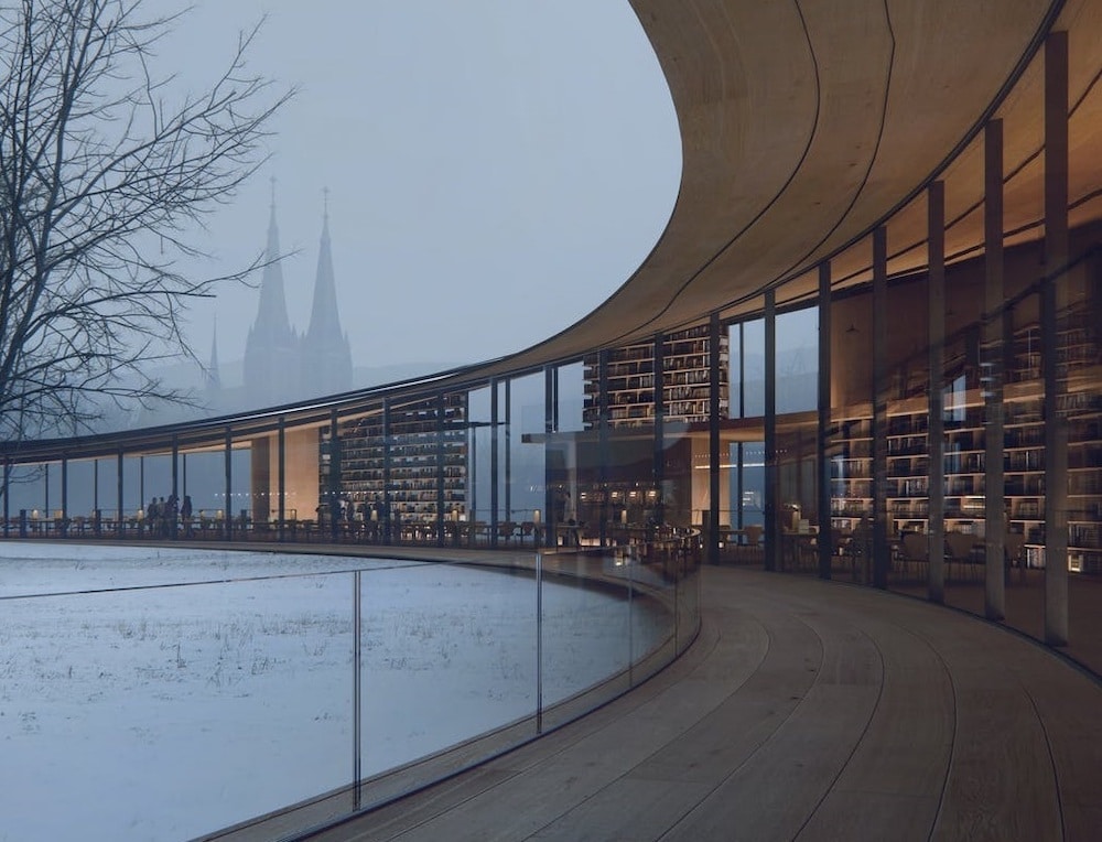 Kengo Kuma Wins Library Design with Beautiful Timber Proposal