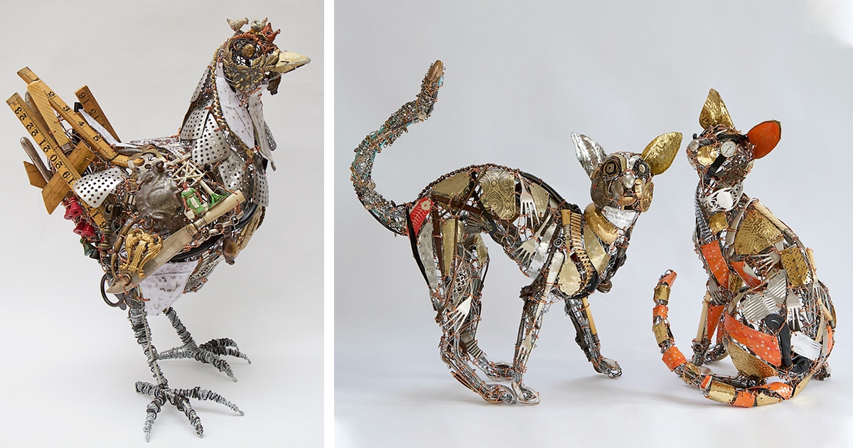 Upcycling Artist Turns Scrap Metal and Discarded Objects Into Lifelike Animal Sculptures