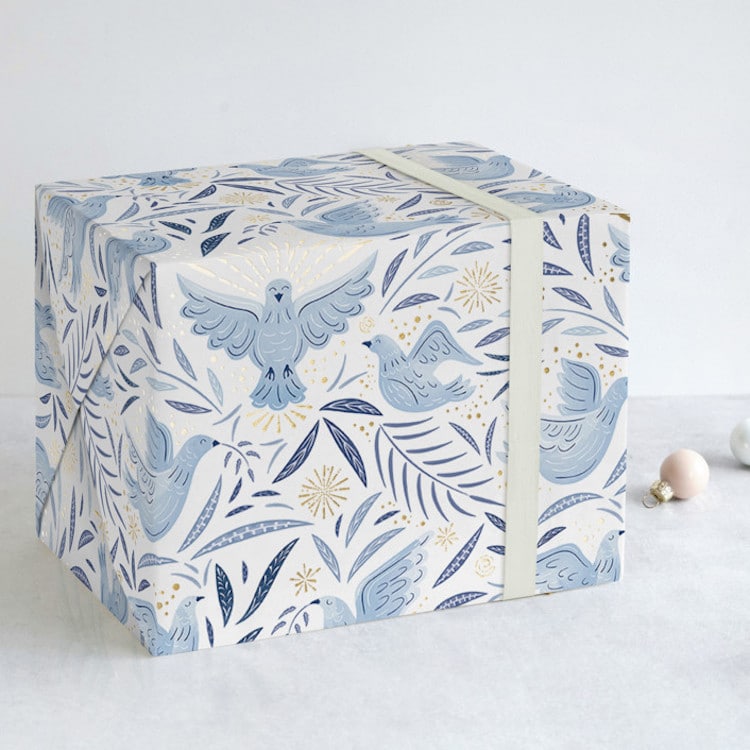 Romantic Christian Blue Susannah Floral Wrapping Paper · Creative Fabrica