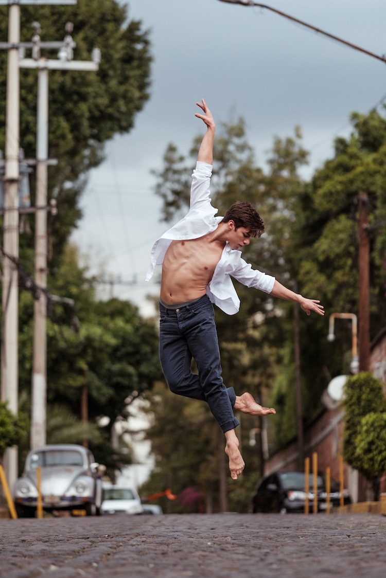 Male Ballet Dancer Jumping in the Streets by Omar Z. Robles