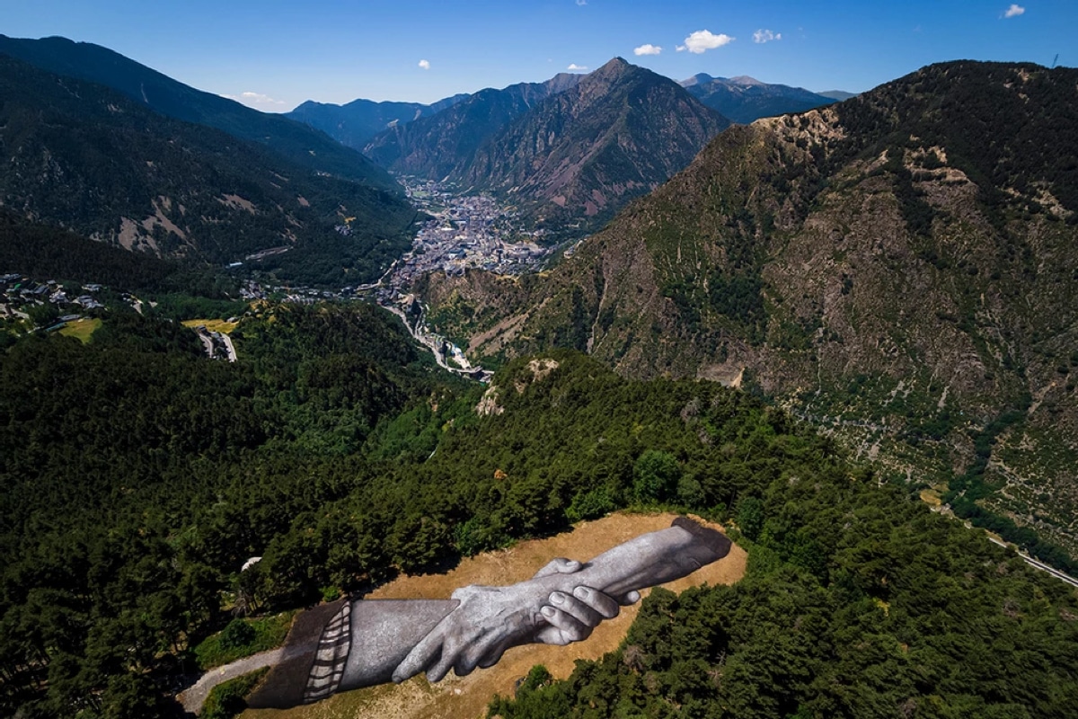 Saype Mural in the Middle of Andorra