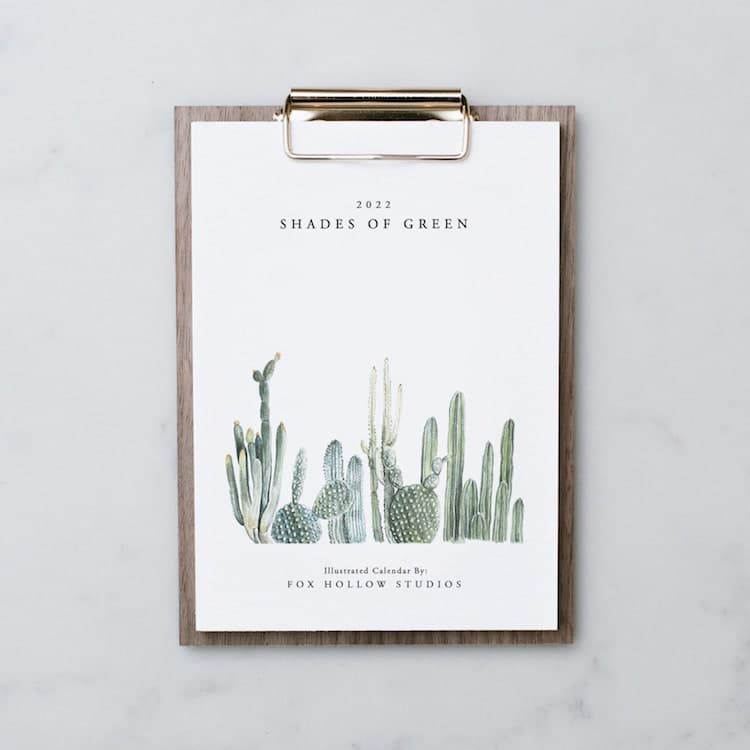 Shades of Green Calendar