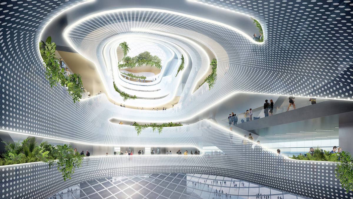 Interior Rendering of Shenzhen Wave - Architects Reimagine Urban Office Life in Shenzhen Wave Building