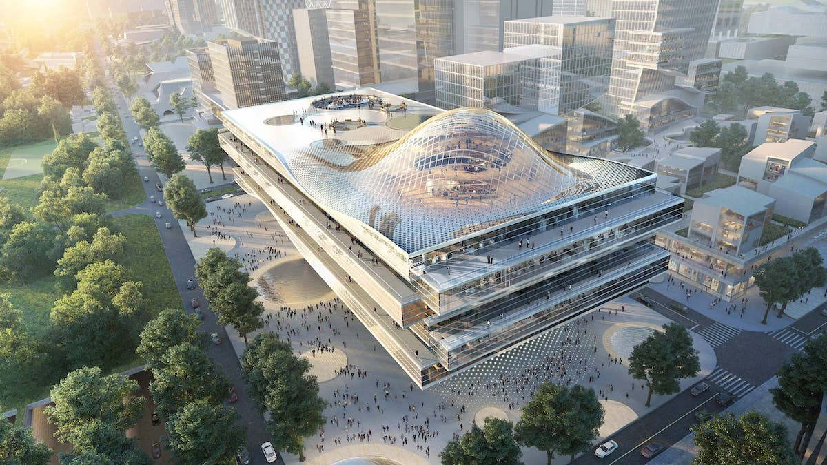 Aerial View of Shenzhen Wave - Architects Reimagine Urban Office Life in Shenzhen Wave Building