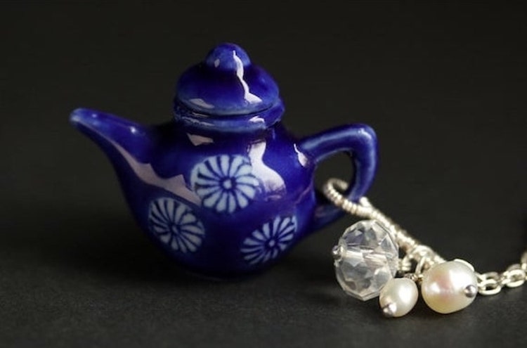 Cobalt Blue Teapot Necklace