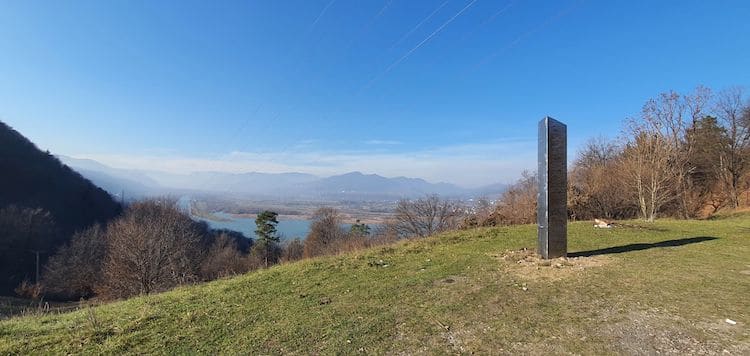 Silver Monolith on Romanian Hillside