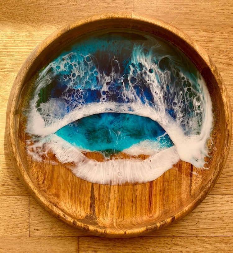 Resin and Wood Decorative Bowl