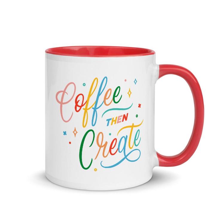 Coffee Then Create Red Mug