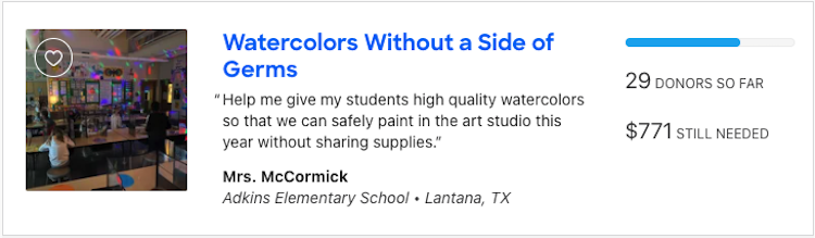 Asking for Art Supplies on Donors Choose