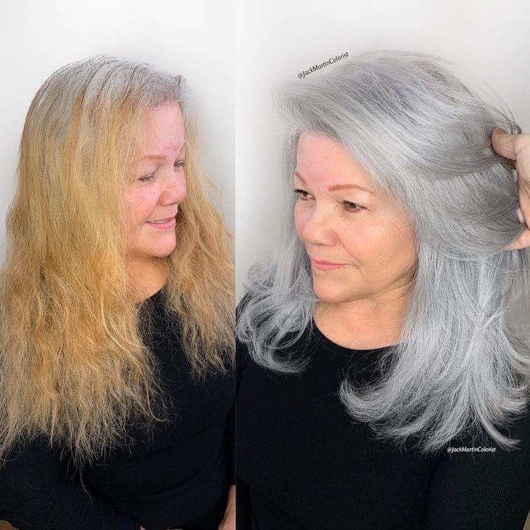 Transformación de cabello gris