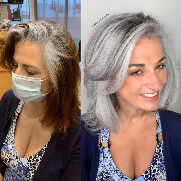 Ideas de color de cabello gris