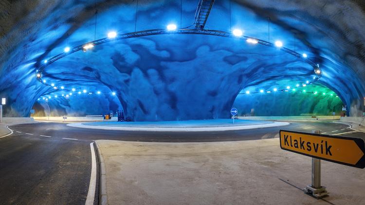 A Massive Jellyfish Shaped Roundabout Guides Traffic in this Underground Tunnel