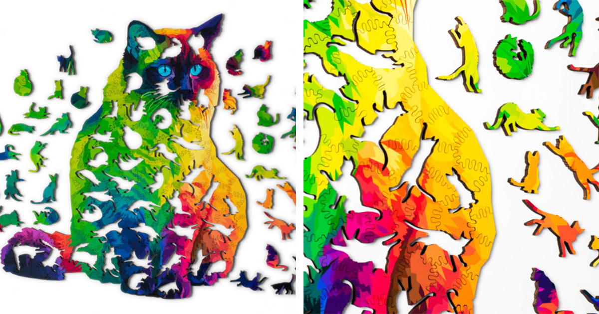 Herding Cats Wooden Jigsaw Puzzle (224 Pieces) by Nervous System