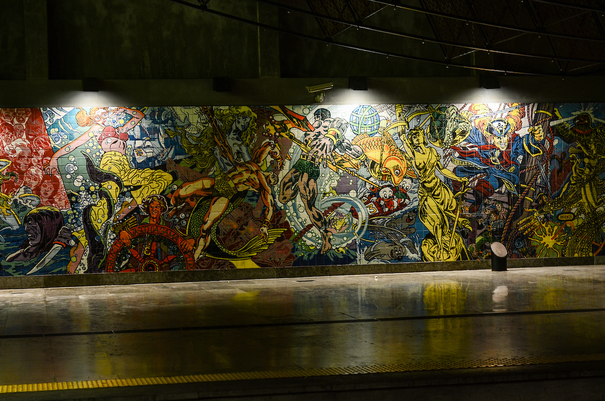 Azulejo Mural in the Lisbon Underground Portugal