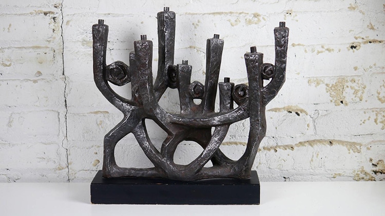 Menorah vintage Mid-Century de arte moderno