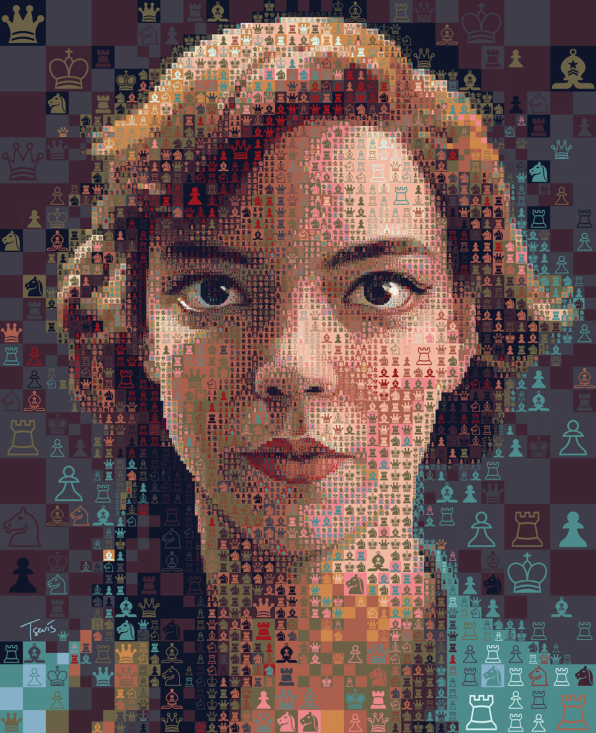 Mosaic Portrait of The Queen's Gambit by Charis Tsevis