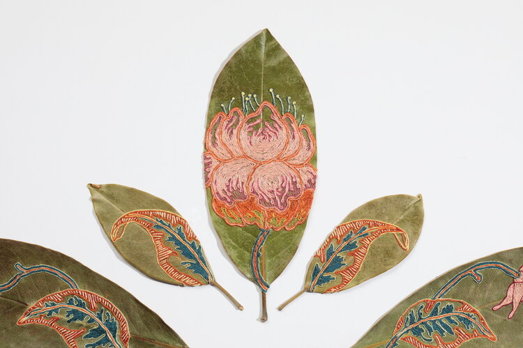 Leaf Embroidery Art by Hillary Waters Fayle