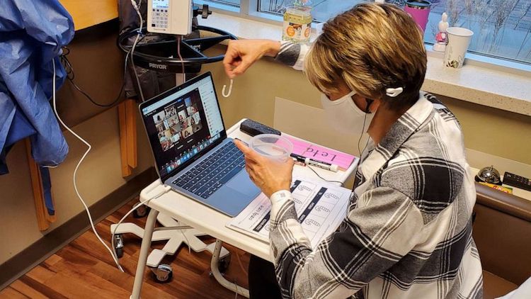 Teacher Teaching Virtually in Hospital