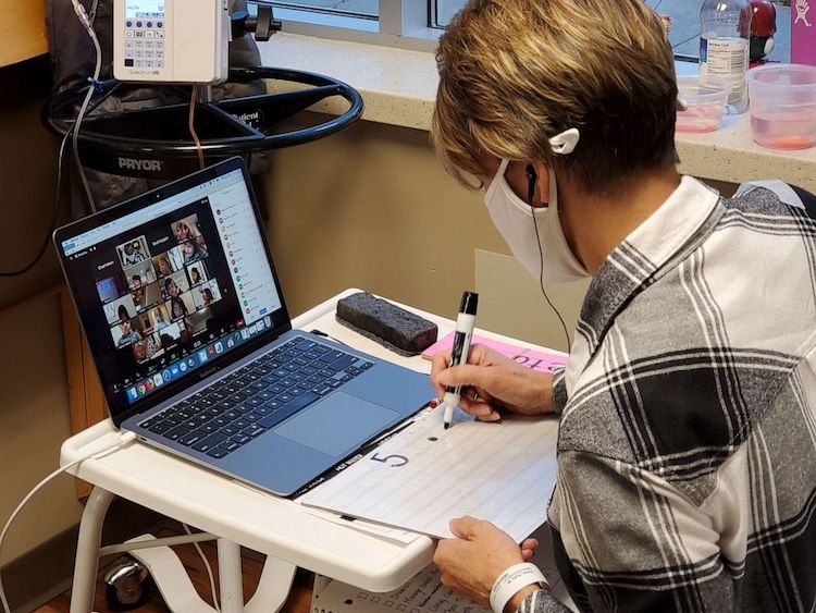 Teacher Teaching Virtually in Hospital