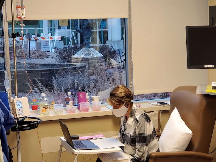 Teacher Teaching Virtually in Hospital