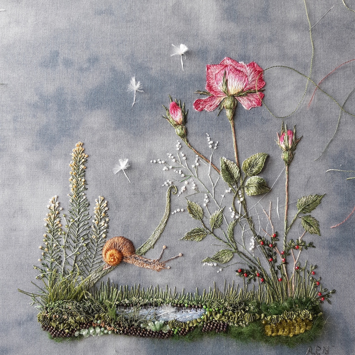 Rosa Andreeva Embroidered Garden With Snail