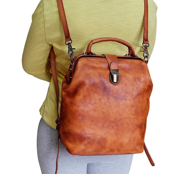 Convertible Leather Backpack Purse