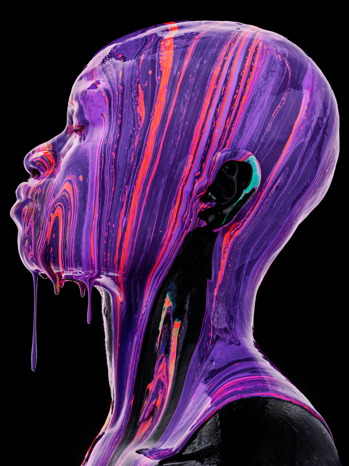 Pink and Purple Paint Drips 'Black Is a Color' by Tim Tadder