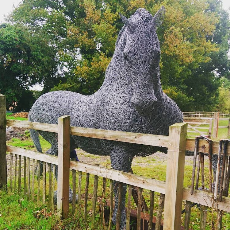 Galvanized Wire Horse Sculptures by Connie Adam