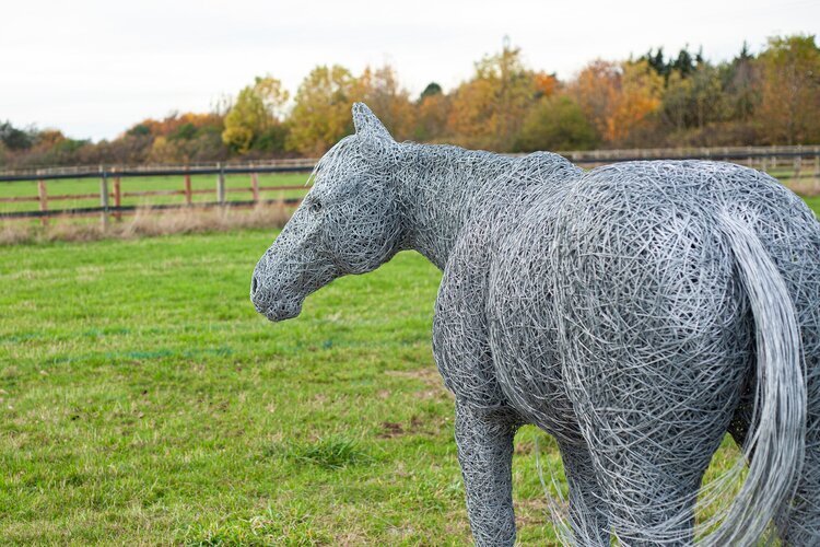 Galvanized Wire Horse Sculptures by Connie Adam