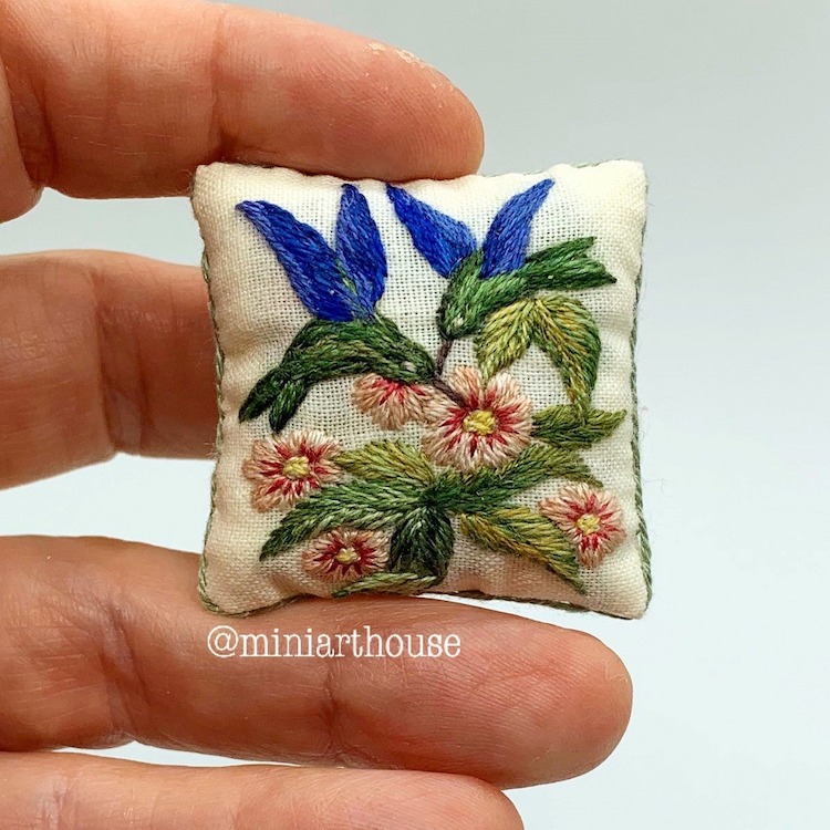 Miniature Embroidered Pillows by MiniArtHouse