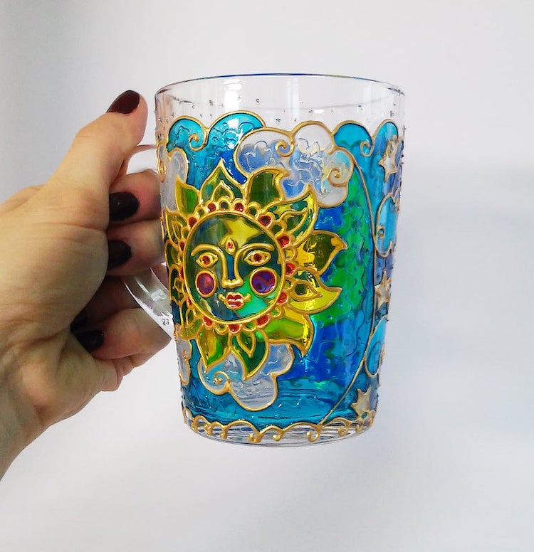 Hand-Painted Glass Mugs by ArtMasha