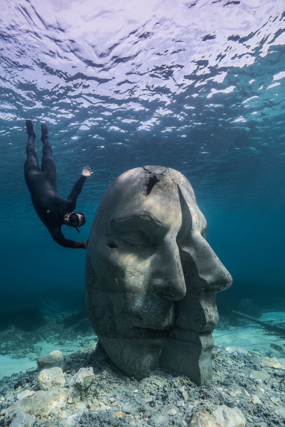 Jason deCaires Taylor’s Cannes Underwater Museum Features Monumental Submerged Masks 