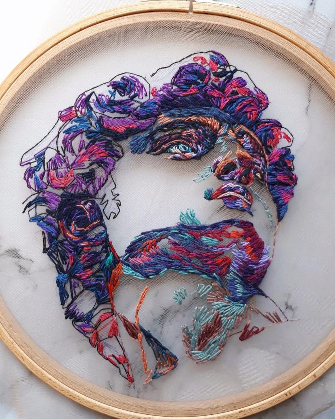 Tulle Embroidery Art by Kathrin Marchenko