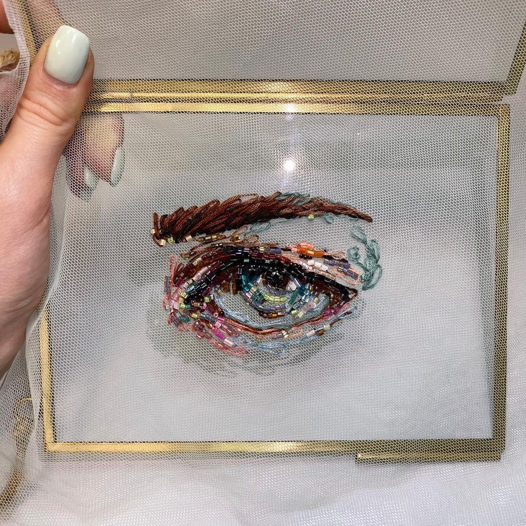 Tulle Embroidery Art by Kathrin Marchenko