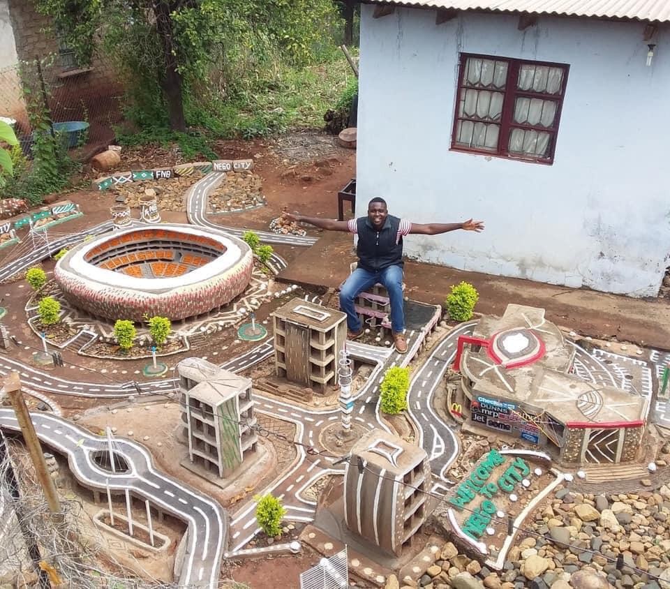 Designer Creates Incredible Mini City of his Home Town in South Africa Made of Recycled Material