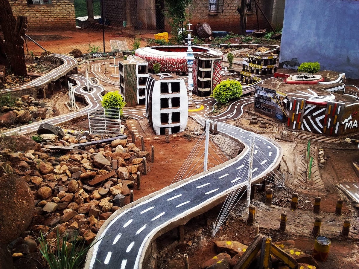 Designer Creates Incredible Mini City of his Home Town in South Africa Made of Recycled Material