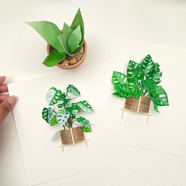 Plantas de papel en miniatura por Craftifact