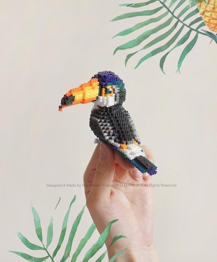 Toucan 3D Perler Bead Pattern