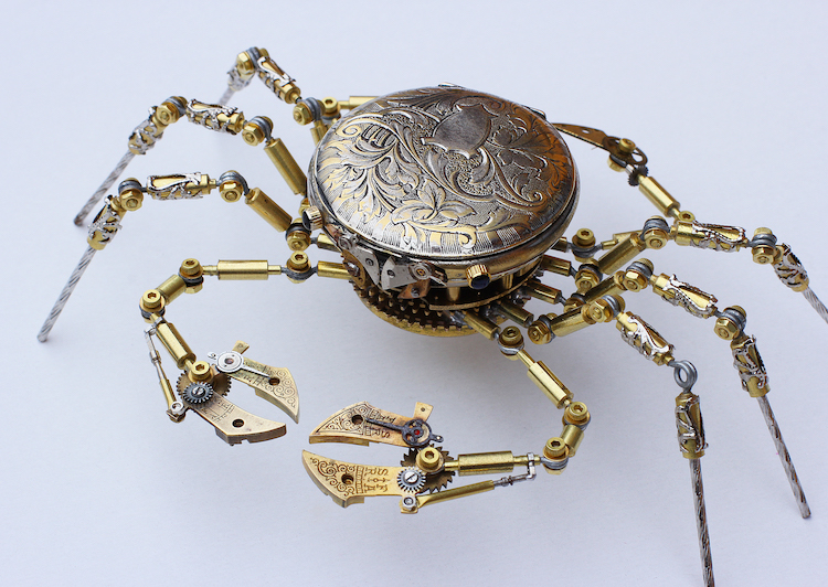 Steampunk Crab Made From Antique Watches by Peter Szucsy
