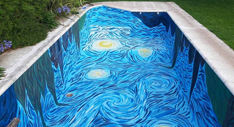 Van Gogh Starry Night Swimming Pool by Amancay Murales