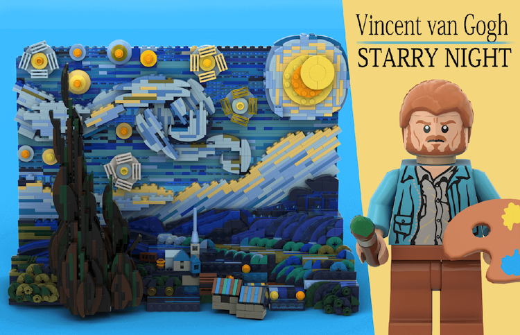 vincent van gogh's starry night is being turned into a 1,552-piece LEGO set